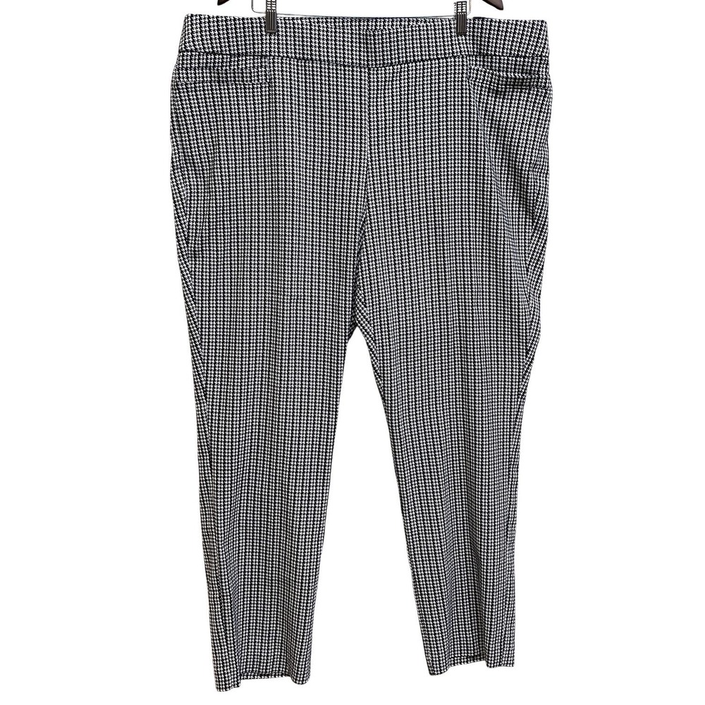 Kim Rogers Straight Leg Pants Women 24W Black White Houndstooth Super Stretch‎